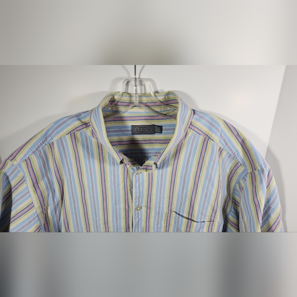 VINTAGE Talbota Mens Casual Button Up Men's Short Sleeve Shirt XL Striped - Picture 4 of 11